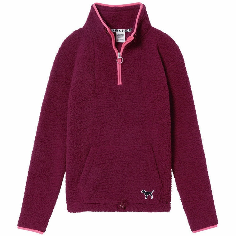 Victoria's Secret Pink Quarter Zip Sherpa Pullover - Picture 2 of 2